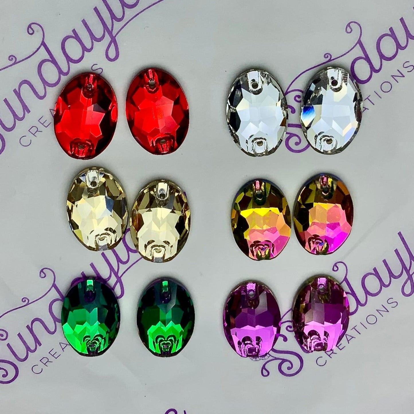 11*16mm "Sparkle sleek" Fancy Glass Oval Set *6 pairs*, Promotions Fancy Glass Gems