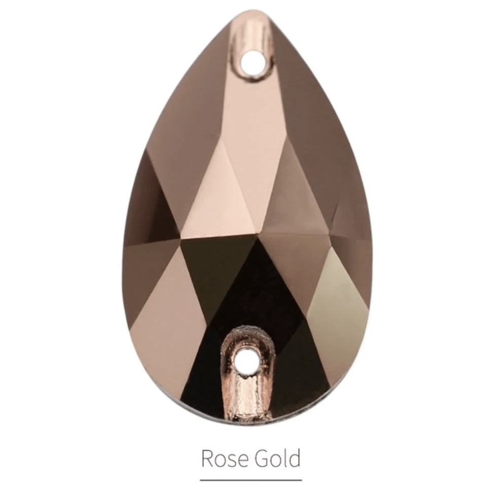 11*18mm Rose Gold *Metallic* Teardrop, Best Quality Fancy Glass Gem (Sold in Pair) Fancy Glass Gems