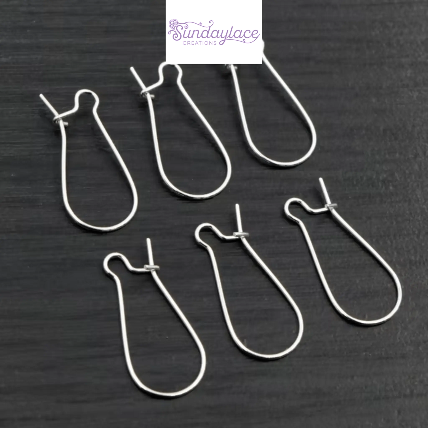 11*24mm Rounded Kidney Earwire SILVER Earring Findings 100 pcs, Basics Basics
