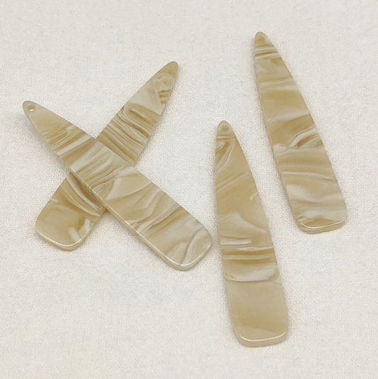 11*55mm Ivory- Tan Marble, Sew on, Large Resin Gem (Sold in Pair) Resin Gems