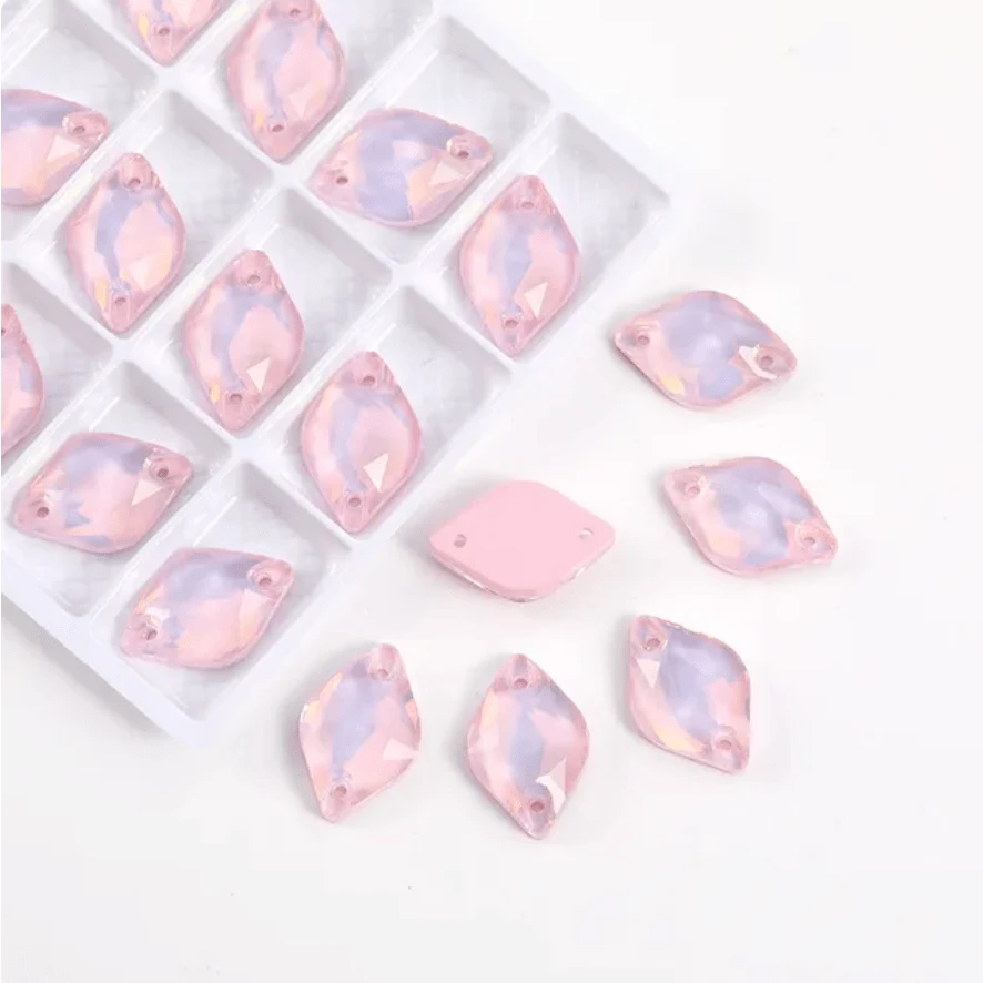 12*18mm Mocha Pink LEMON shaped, Sew on, Strass Fancy Glass Gems (Sold in Pair) Fancy Glass Gems