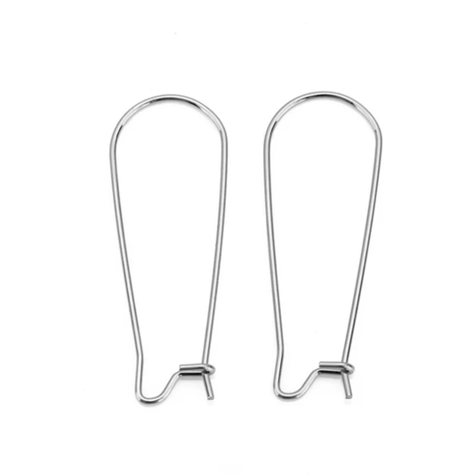 12*25mm Rounded Kidney Earwire Silver Earring Findings 50 pcs, Basics Basics