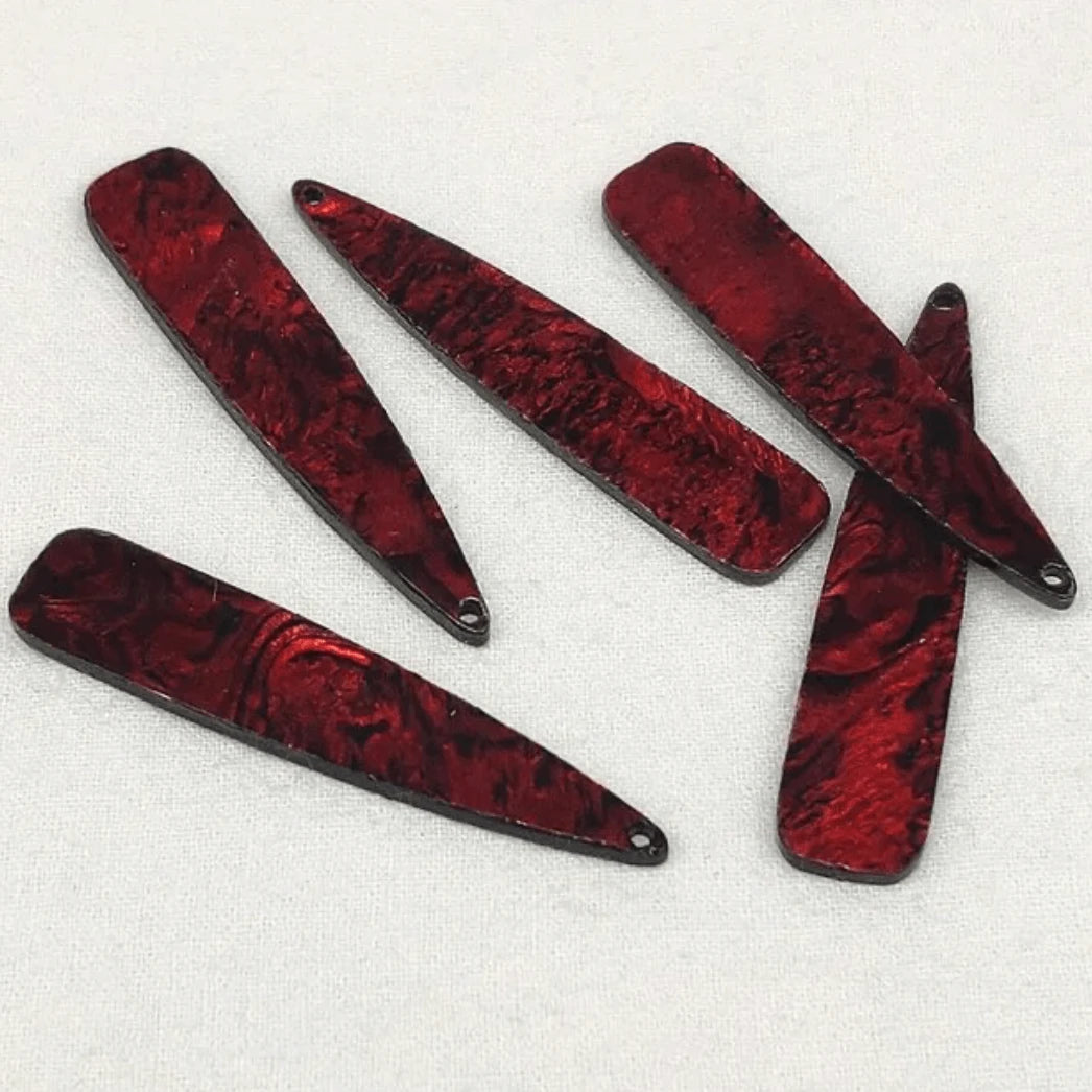 12*54mm Red Abalone Shell Long Teardrop, Glue on, Shell on Resin Gems (Sold in Pair) Resin Gems