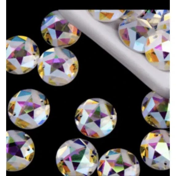 12mm AB Frosted Star Rivoli, Sew on, Fancy Glass Gem (Sold in Pair) Fancy Glass Gems