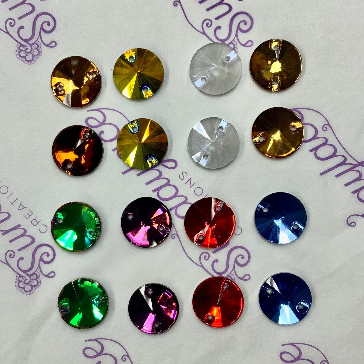 12mm *Circle me sparkly* Fancy Glass Gem Set *8 pairs*, Promotions Fancy Glass Gems