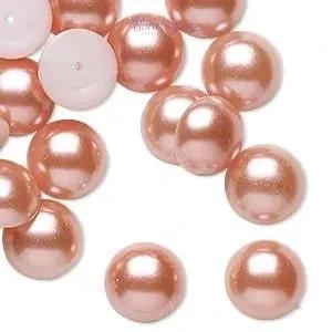 12mm Dark Peach Pearl Acrylic Pearl Gems, Glue on, Pearl Resin Gems (Sold in Pair) Resin Gems