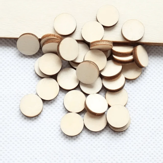 12mm Mini Wooden Disks Round, DYI Paint/Wood burning, Glue on, Wood Gems (Sold in Pair) Resin Gems