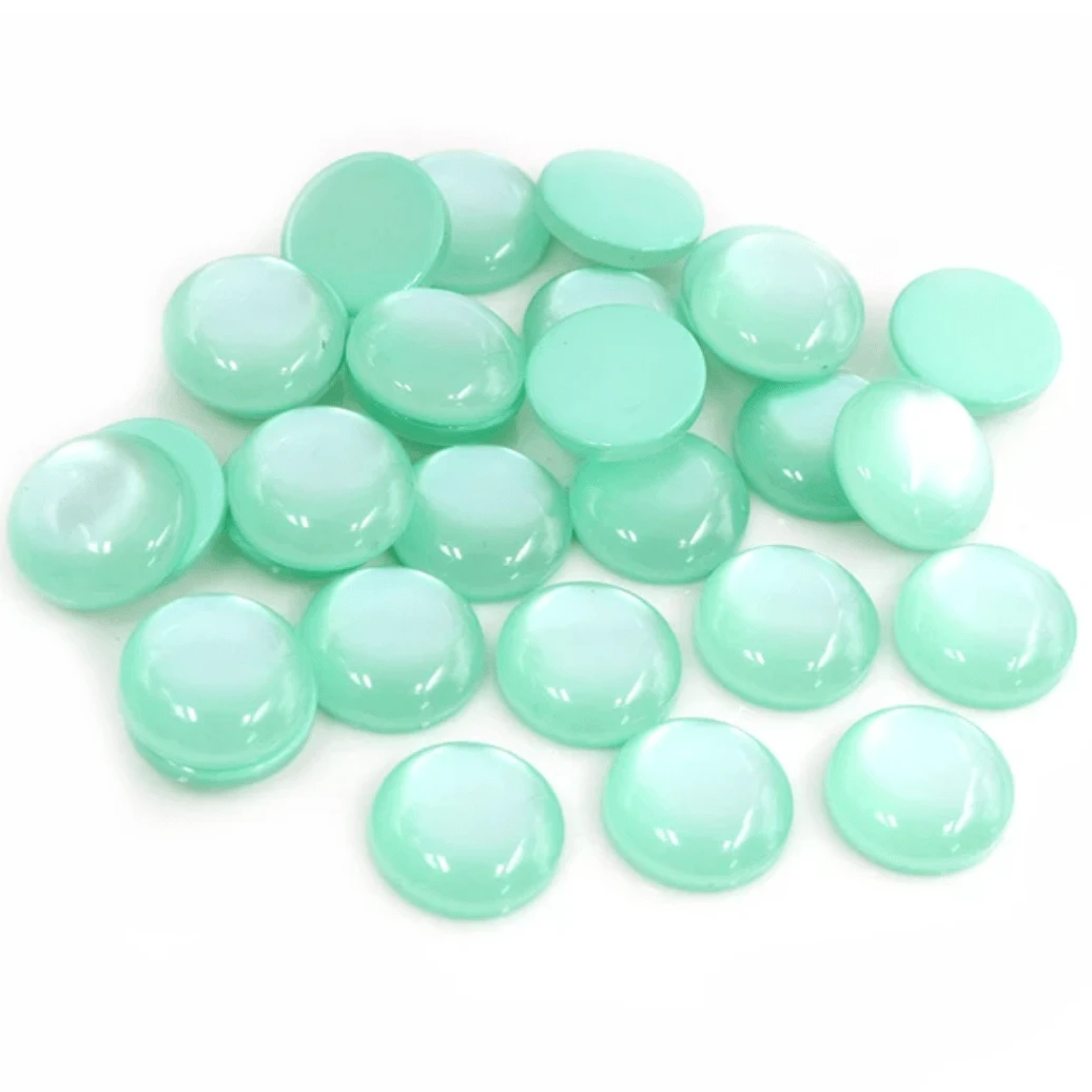 12mm Mint Green "Cat Eye" Reflective Rivoli, Glue on, Resin Gem (Sold in Pair) Resin Gems
