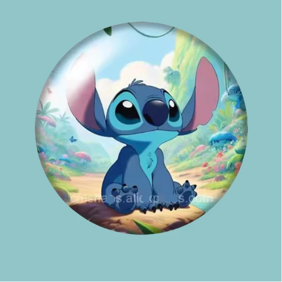 12mm Lonely Stitch Blue "Ohana Means Family" Printed Dome Cab, Glue on, Resin Gem, (Sold in Pair) Sundaylace Creations & Bling