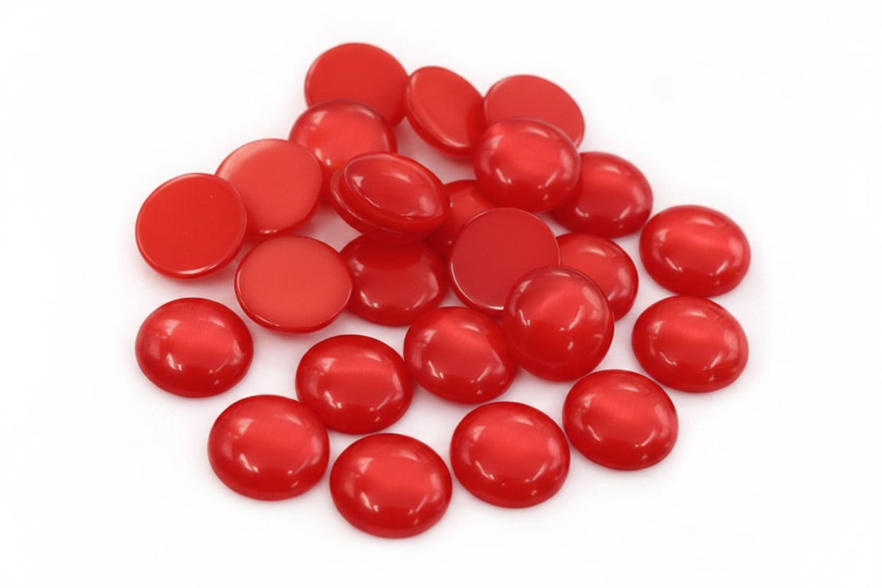 12mm Red "Cat Eye" Reflective Rivoli, Glue on, Resin Gem (Sold in Pair) Resin Gems