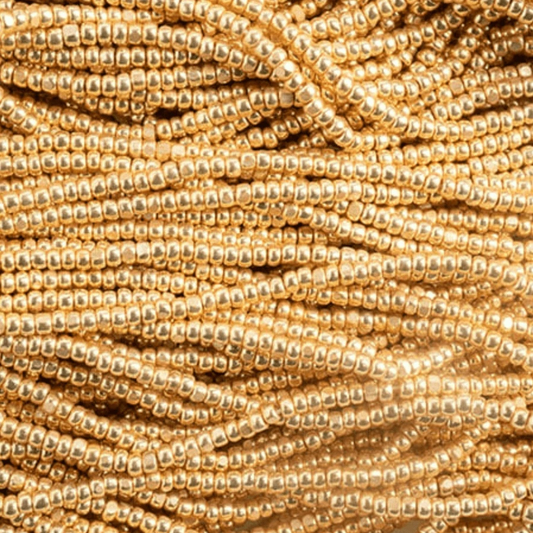 13/0 Charlotte Cut Czech Seed Bead- Metallic Gold *HANK Charlotte Cut Seedbeads