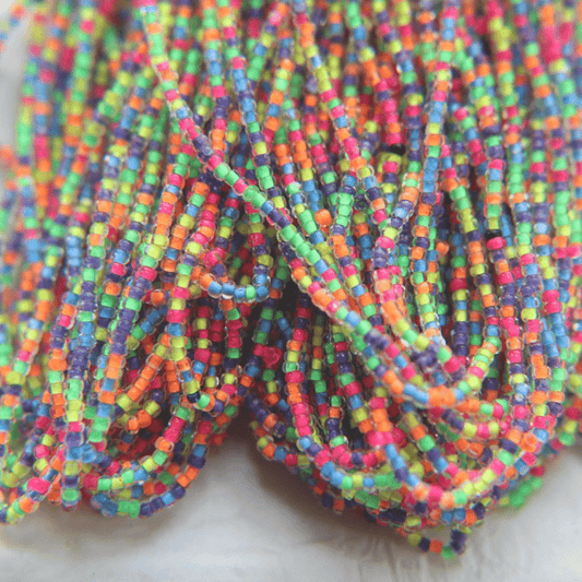 13/0 Charlotte Cut Seed Bead- Colour Lined Neon MIX *10g Hank* Charlotte Cut Seedbeads