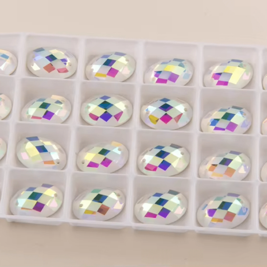 13*18mm AB Oval, Best Quality Fancy Glass Gem (Sold in Pair) Fancy Glass Gems