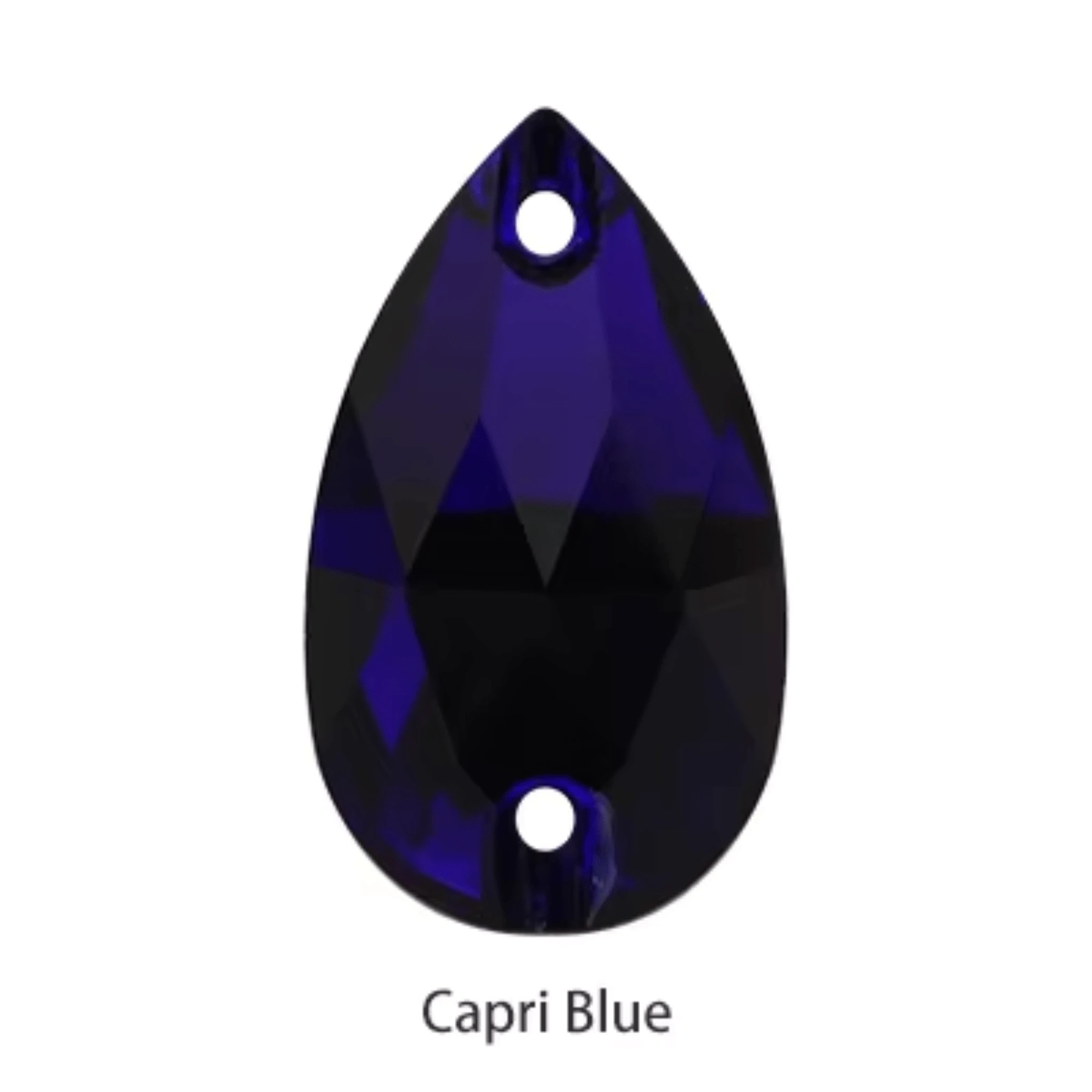 13*22mm Capri Blue Teardrop, Sew on, Fancy Glass Gems (Sold in Pair) Glass Gems