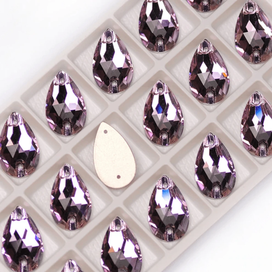 13*22mm Light Violet Teardrop, Sew on, Fancy Glass Gem (Sold in Pair) Fancy Glass Gems