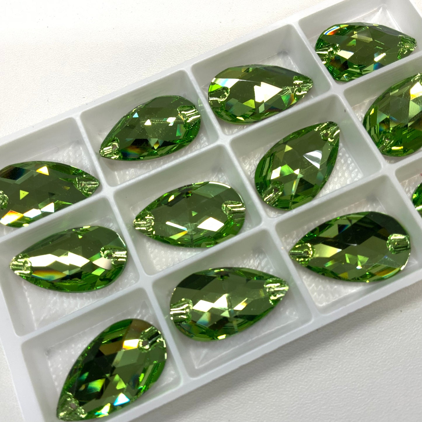 17*28mm Apple Green Teardrop, High Quality sew on, Fancy Glass Gem (Sold in Pair) Fancy Glass Gems