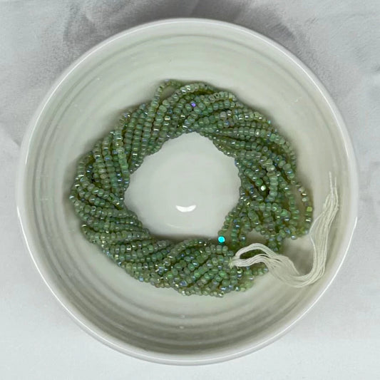 11/0 Charlotte Cut *Premium Seed Bead - Patina Opal Neon Mint Green Aurore Boreale (AB) *10g Hank* India Sheen Charlotte Cut Seedbeads