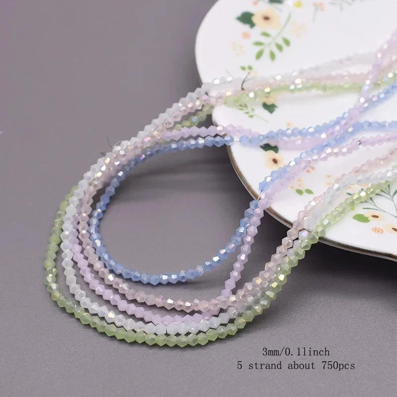 3mm Blue, Lilac & Green Pastel Garden Mix, Faceted Rondelle Crystal Glass Beads (5 Strands) PROMO BUNDLE