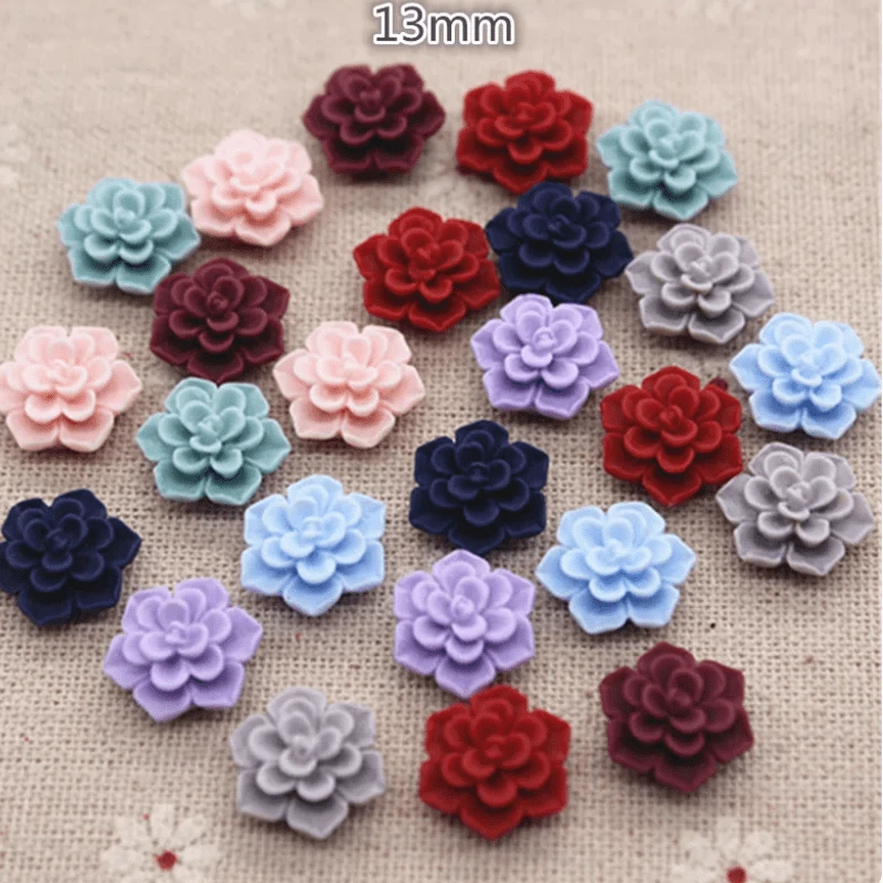 13mm, Matte Cloudy Sky Blue, Matte Floral Rose, Glue on Gem, Resin Gems, Resin Gem, (Sold in Pair)