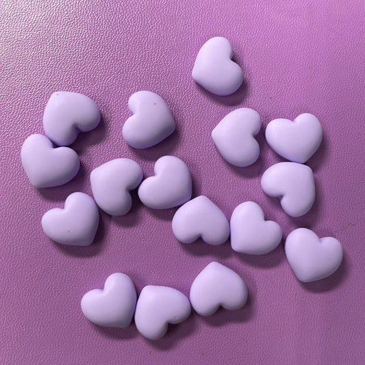 13mm Matte Light Purple Heart, Glue on, Resin Gems (Sold in Pair) Resin Gems