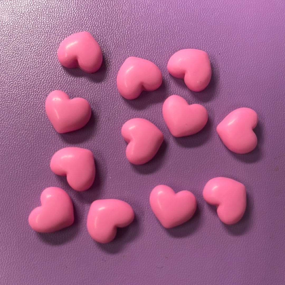 13mm Matte Pink Heart, Glue on, Resin Gems (Sold in Pair) Resin Gems