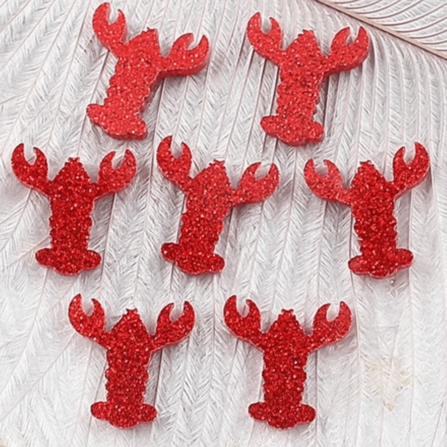 14mm Lobster Shaped Acrylic Gem, Reversible Red Glitter/Dark Red, Keychain Resin Gem (Sold in Pair) Resin Gems