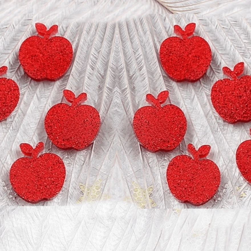 14mm Red Apple Shaped Acrylic Gem, Glue on, Resin Gem (Sold in Pair) Resin Gems