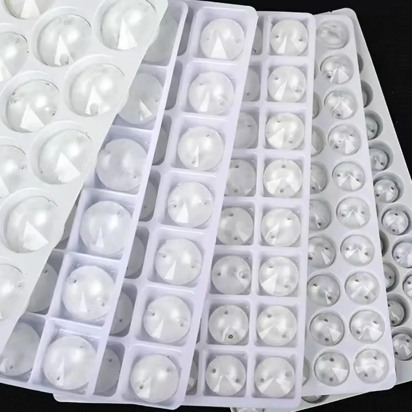 14mm White Jelly Finish, Sew on, Foil Back, Rivoli Glass Gem (Sold in Pair) Glass Gems