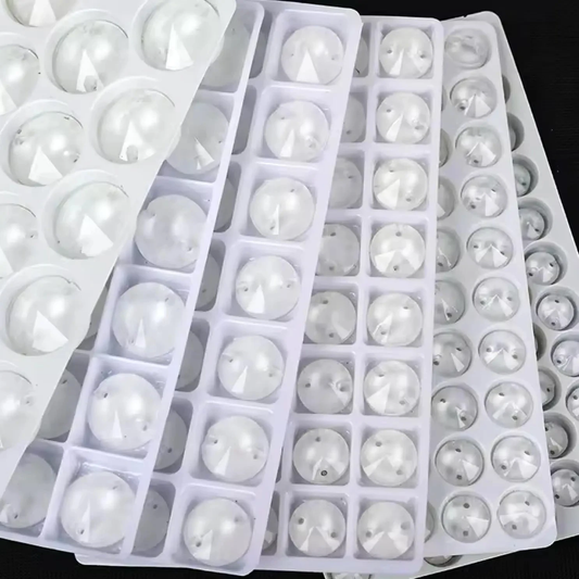 14mm White Jelly Finish, Sew on, Foil Back, Rivoli Glass Gem (Sold in Pair) Glass Gems