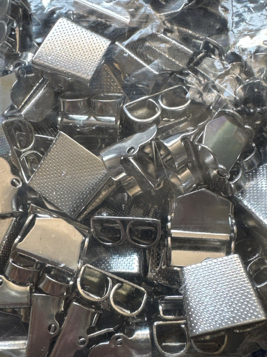 15*14mm Bolo slide Nickel Colour with clasp, Nickel Free fits (3-4mm bolo cord) (10 pcs), Findings Basis Basics