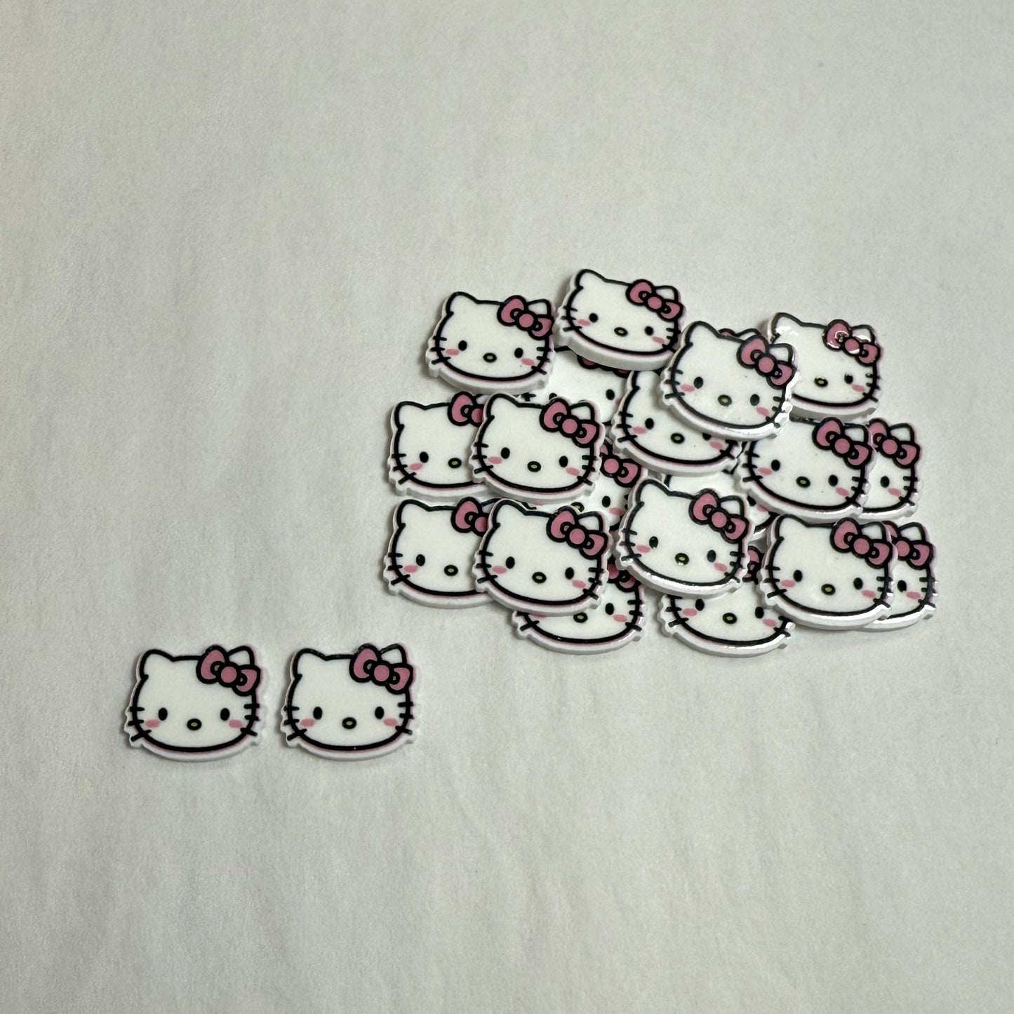 15mm, Pink Bow Kitty Shaped, Hello Kitty Gems Glue on, Resin Gem, (Sold In Pair)