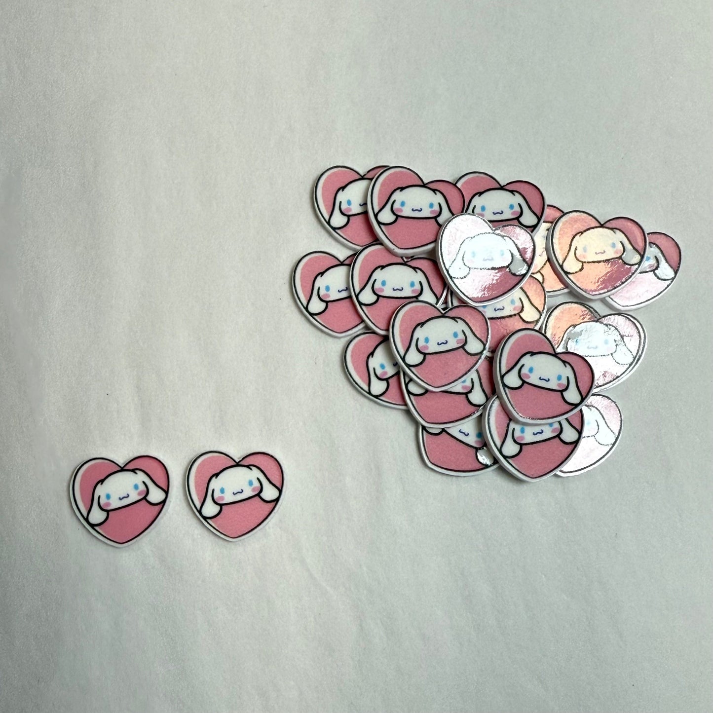 15mm, Cinnamoroll Heart Shaped, Hello Kitty Gems Glue on, Resin Gem, (Sold In Pair)