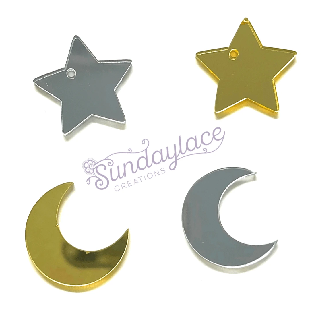 15mm Mirror Star Shape, One hole, Mirror Resin Gem Mirror Gems