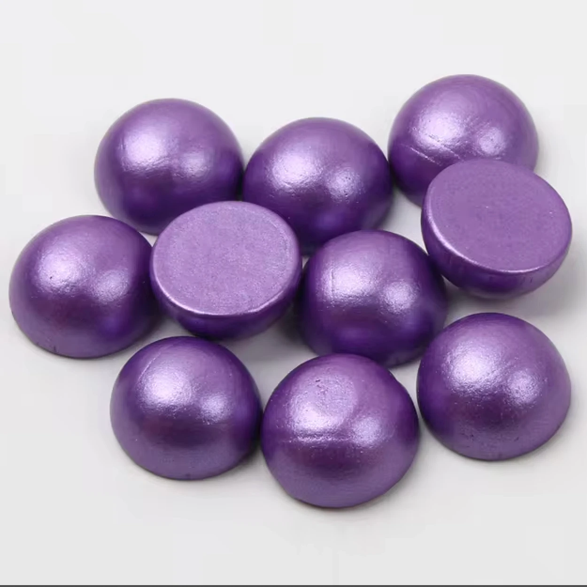 15mm Pearlized Dome Round Gem, Wooden Resin Beads (Sold per Pair) Resin Gems