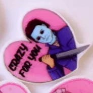 15mm Micheal Myers Shaped Pink HALLOWEEN Heart, Glue on, Resin Gem, (Sold in Pair)
