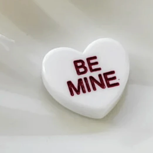 16*19mm Love Red Valentines "LOVE" "Be Mine" Red or White Hearts, Glue on, Resin Gem, (Sold in Pair)