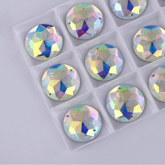 16mm AB 8-Point Star pattern Rivoli, Sew on, Fancy Glass Gem (Sold in Pair) Fancy Glass Gems