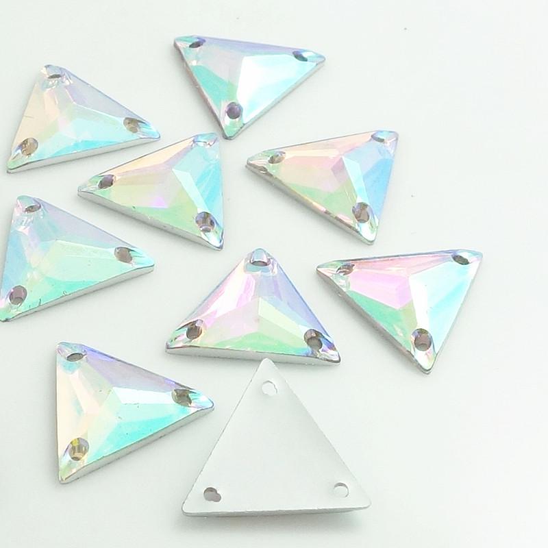 16mm AB Acrylic Triangle Sew on Resin Gems