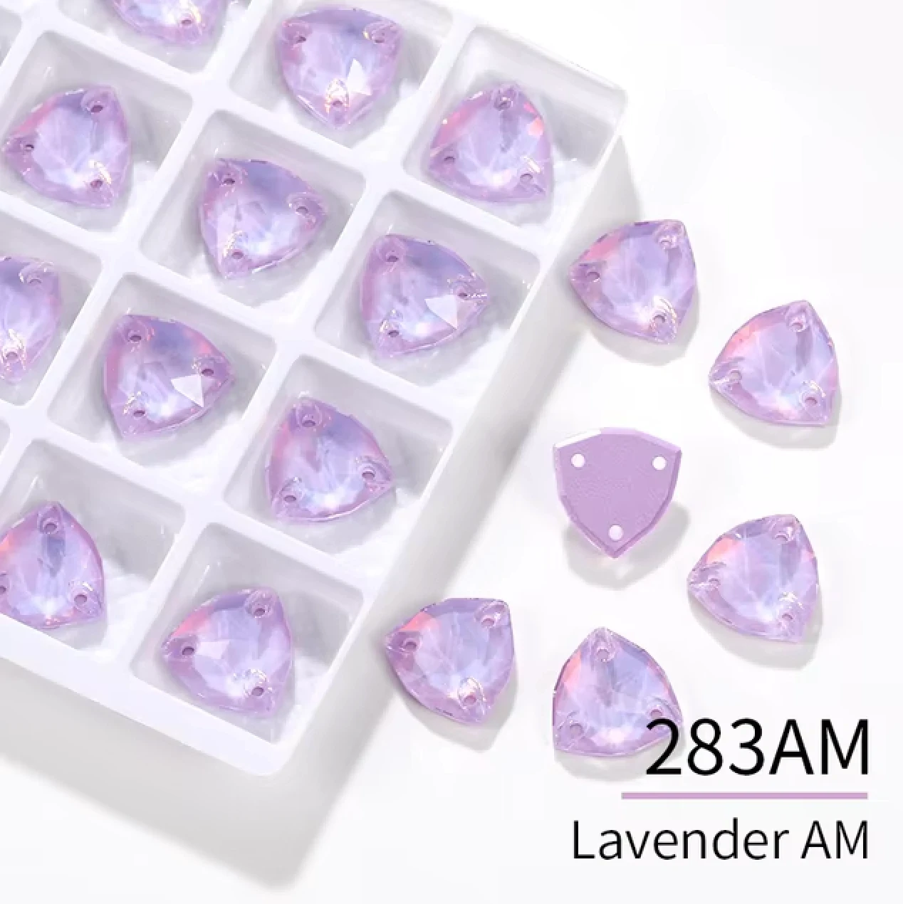 16mm Violet Purple Jelly Mocha Pastel Trillion, Sew on, Glass Gems (Sold in Pair) Fancy Glass Gems