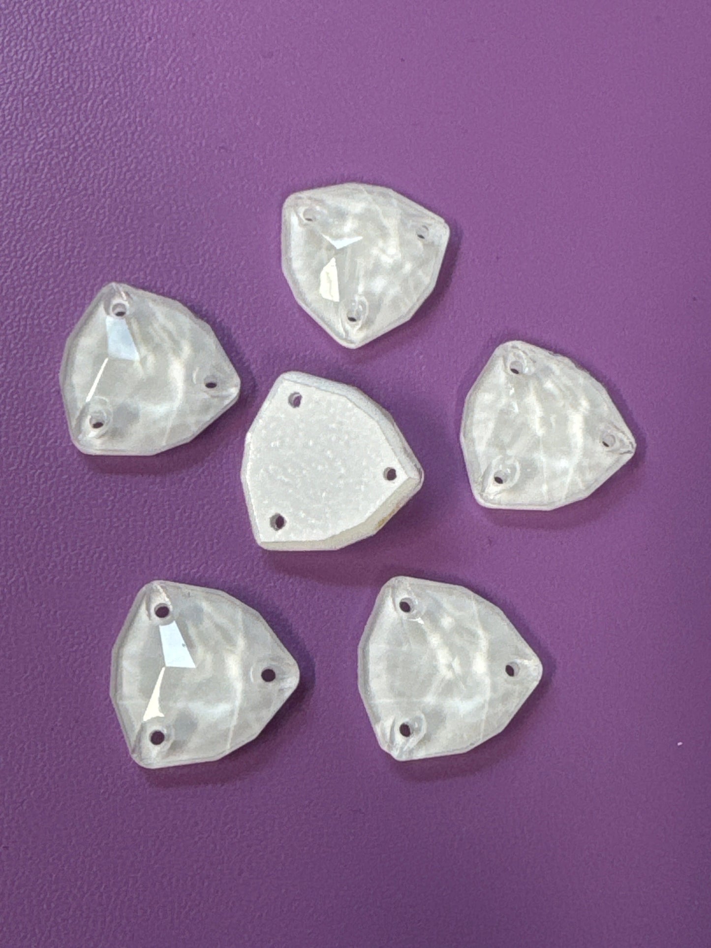 16mm White Mocha Jelly Trillion, Sew on, Fancy Glass Gems (Sold in Pair) Fancy Glass Gems