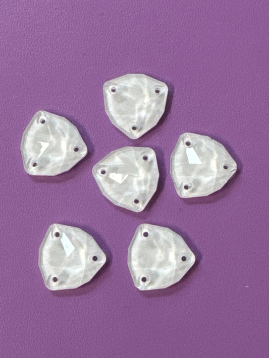 16mm White Mocha Jelly Trillion, Sew on, Fancy Glass Gems (Sold in Pair) Fancy Glass Gems