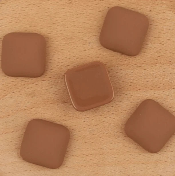 17*17mm Chai Latte Matte Acrylic Rounded Square Shaped Glue on Resin Gem (Sold in Pair) Resin Gems