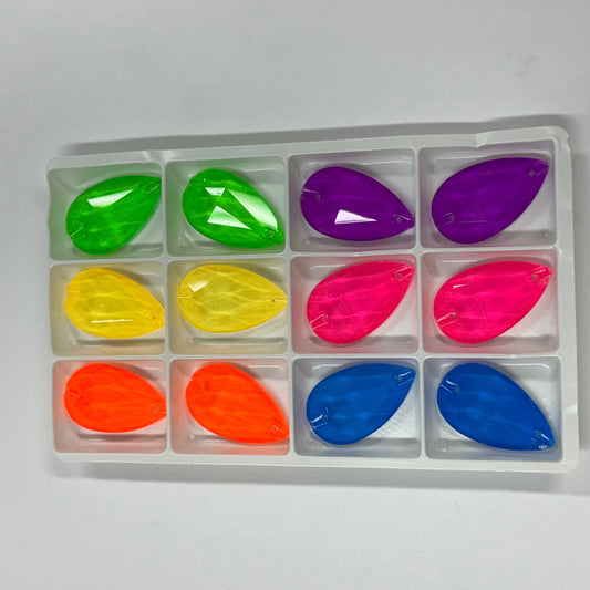 17*28mm "NEON Jelly" 6 Fancy Glass Gem Sets, Promotions Promotions