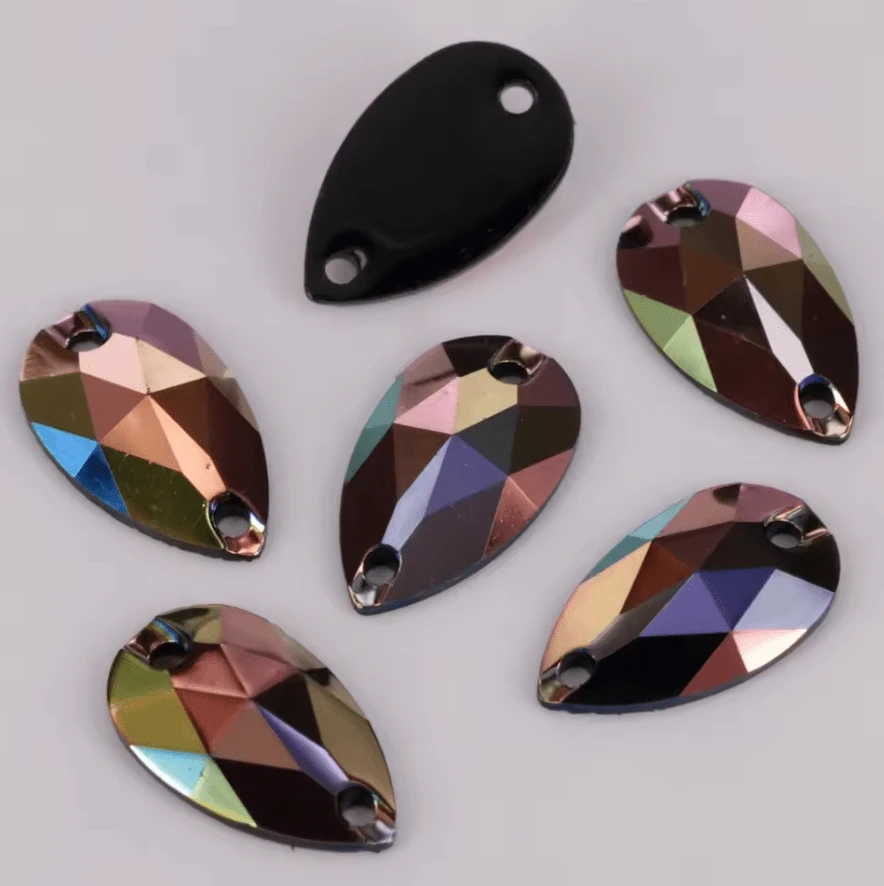 17*28mm Rose Gold Iris AB Teardrop, Sew on, Resin Gem (Sold in Pair) Resin Gems