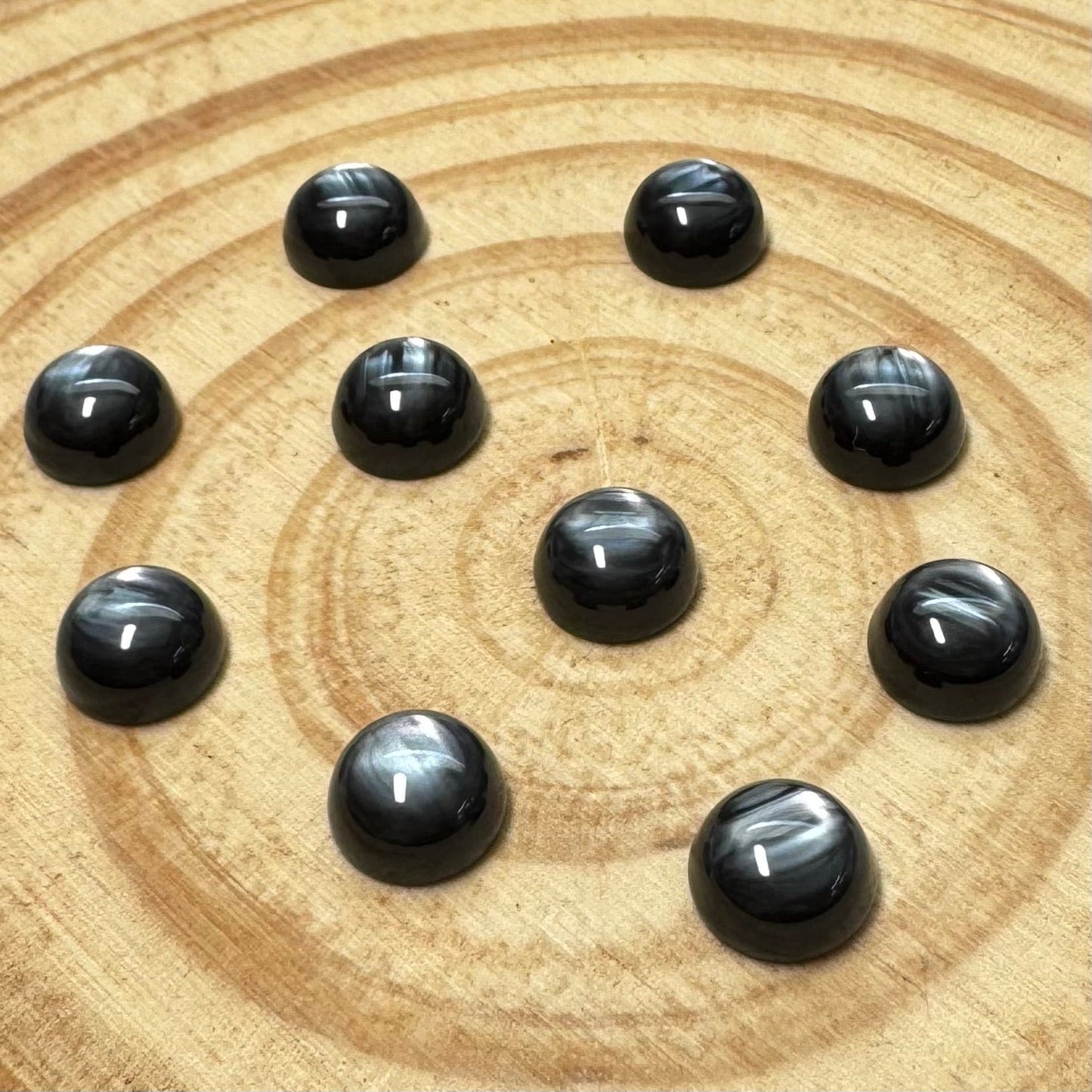 10mm Black Cat’s Eye Round, Glue On, Resin Gem, (Sold in Pair) Sundaylace Creations & Bling
