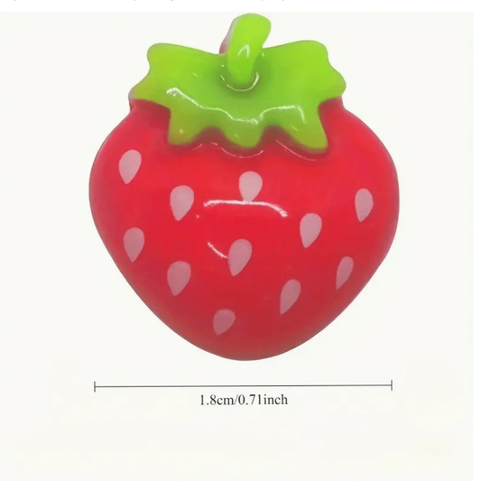 18mm Shiny Strawberry Shaped Charms, Glue on, Resin Gem (Sold in Pair) Resin Gems