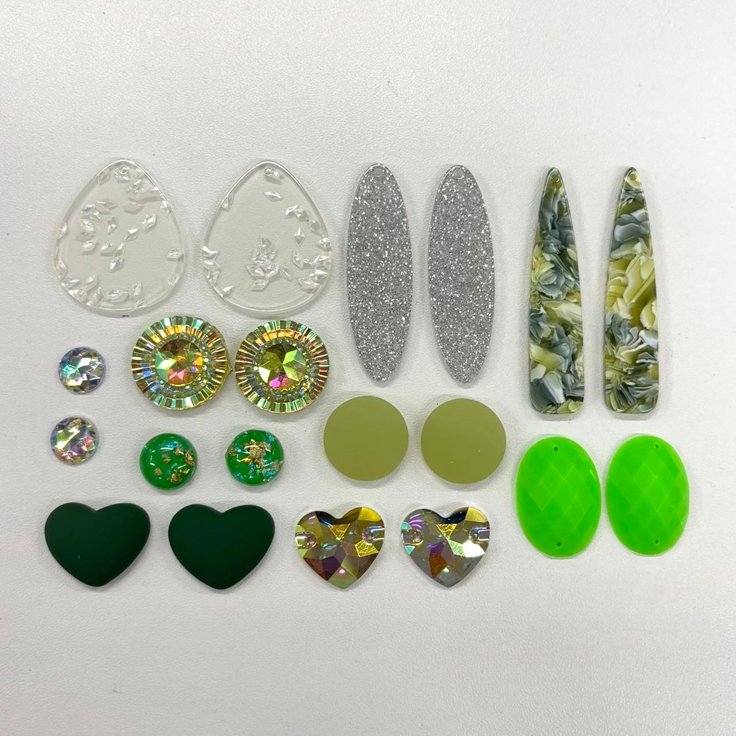 "Electric Forest" 10 Pairs of Resin Gem Set, Promotions Sundaylace Creations & Bling