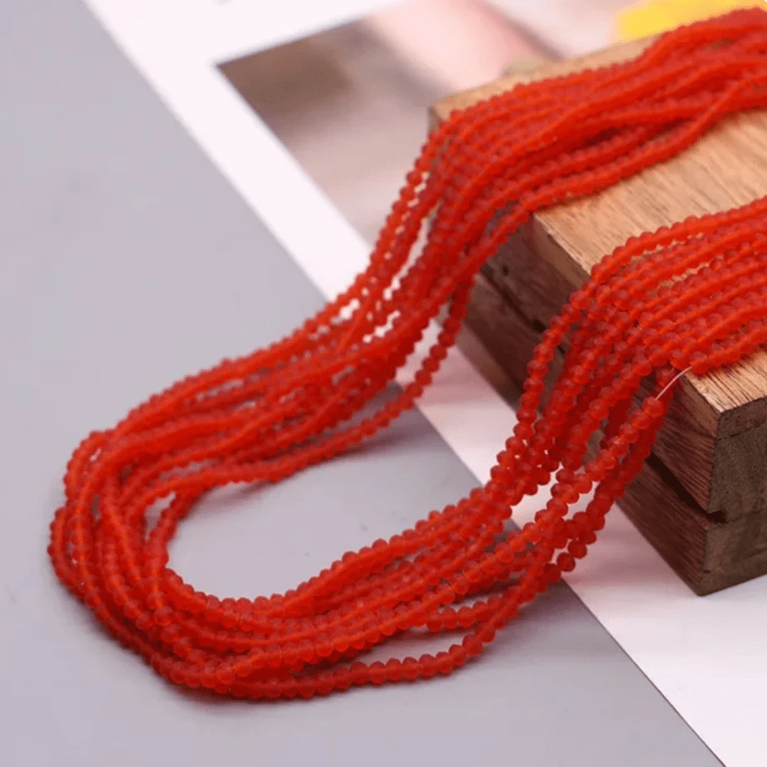 2*3mm Transparent Red MATTE Rondelle Beads (~175 pcs) Rondelle Beads