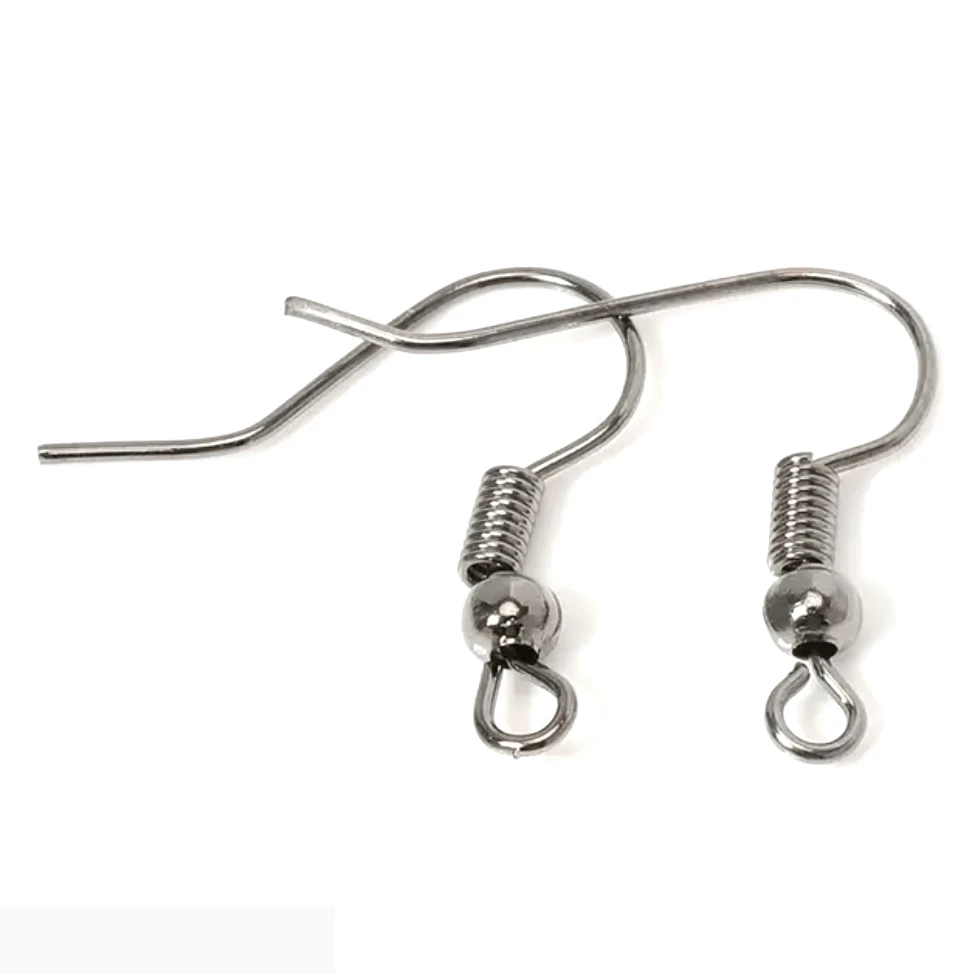 20*17mm Rhodium Silver *Darker* Colour Earring Fish Hook 100pcs, Basics Basics