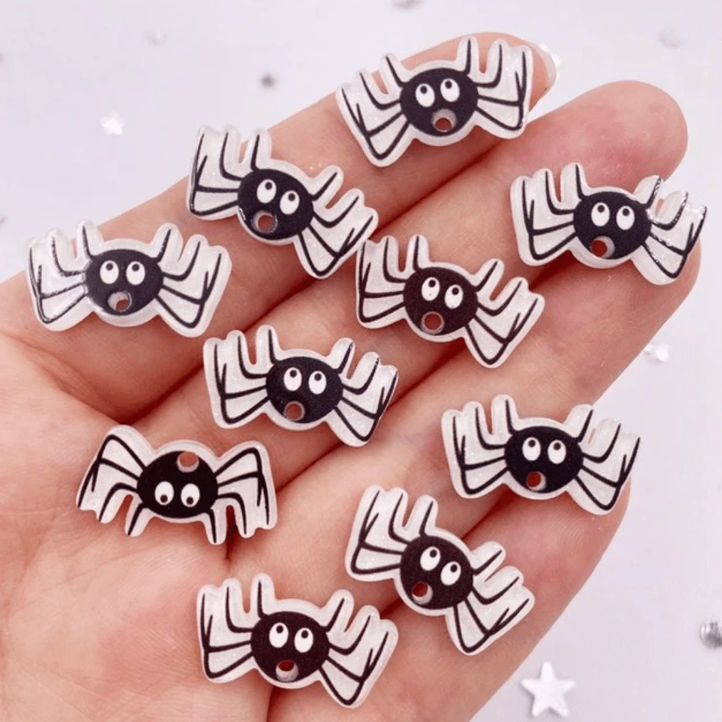 20*22mm Spider Totoro Anime Character Glitter, Glue on, Resin Gem (Sold in Pair) Resin Gems